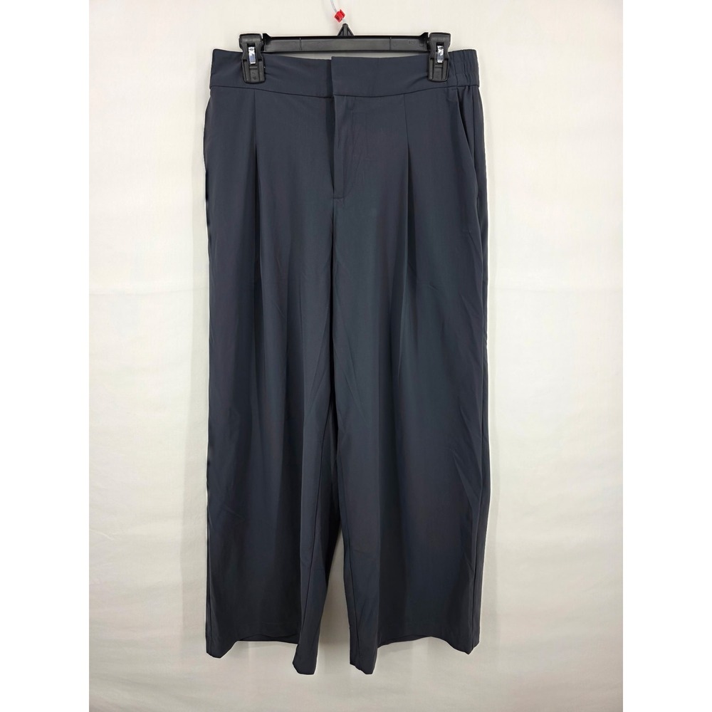 Athleta Brooklyn Pleated Wide Leg Crop Pants Dark Gray 8P Petite